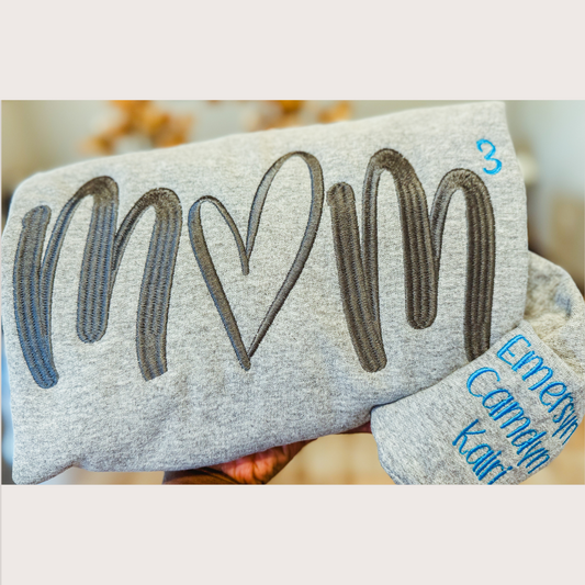 Mom heart embroidered
